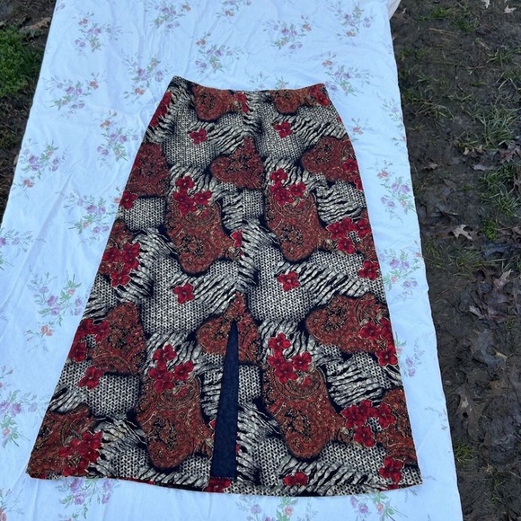 Notations Skirt Petite Large Whimsy Fairy Y2k Floral Animal Print Gold Spring - Picture 8 of 8